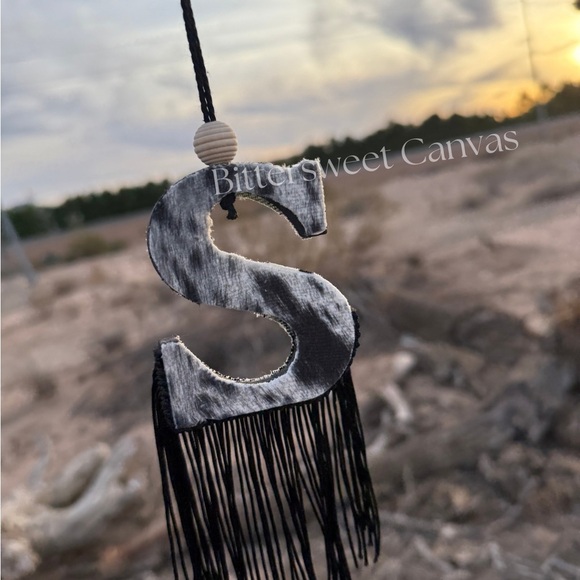 Other - Initial cowhide rearview mirror charm